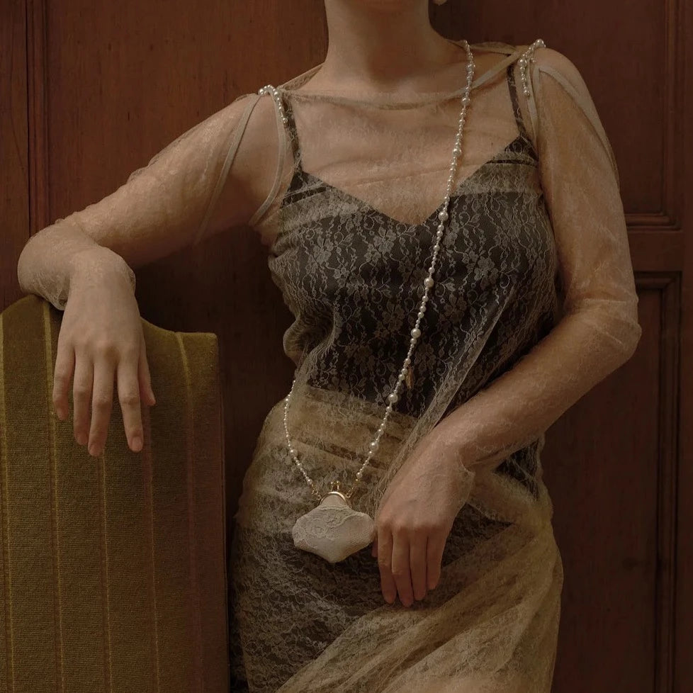 BEIGE MINI BAG WITH LACE PINK - Hanying - ALSOLIKE