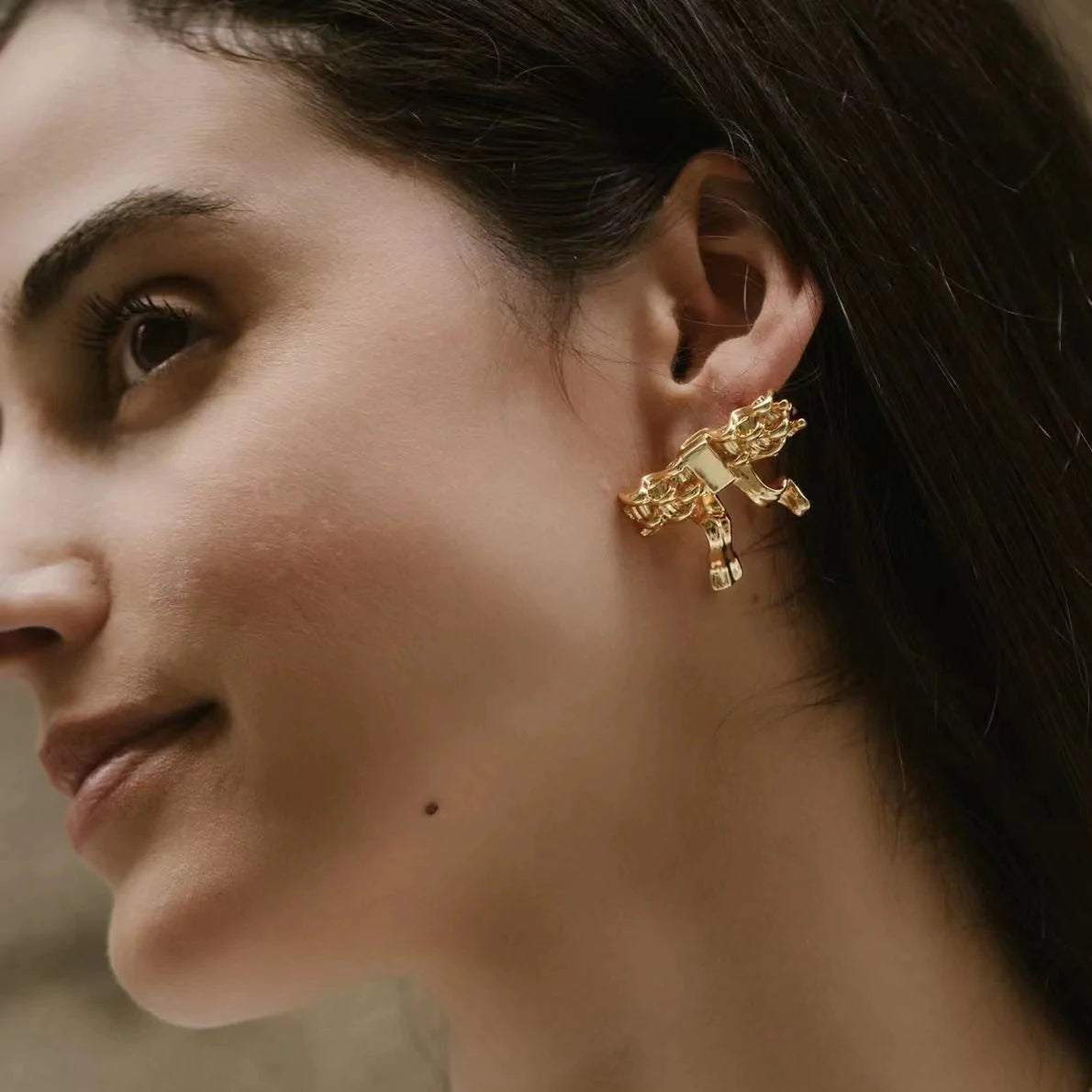 BOWKNOT#1 Gold-Plated Ear-stud - Missfitte - ALSOLIKE