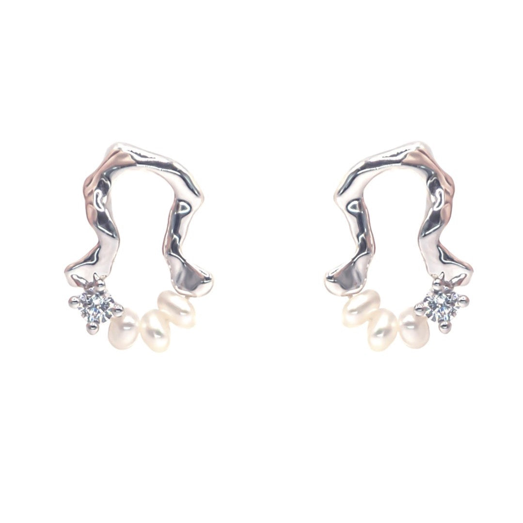 'Drifty Away' Textured Pearl Earrings - Sounder Wang - ALSOLIKE