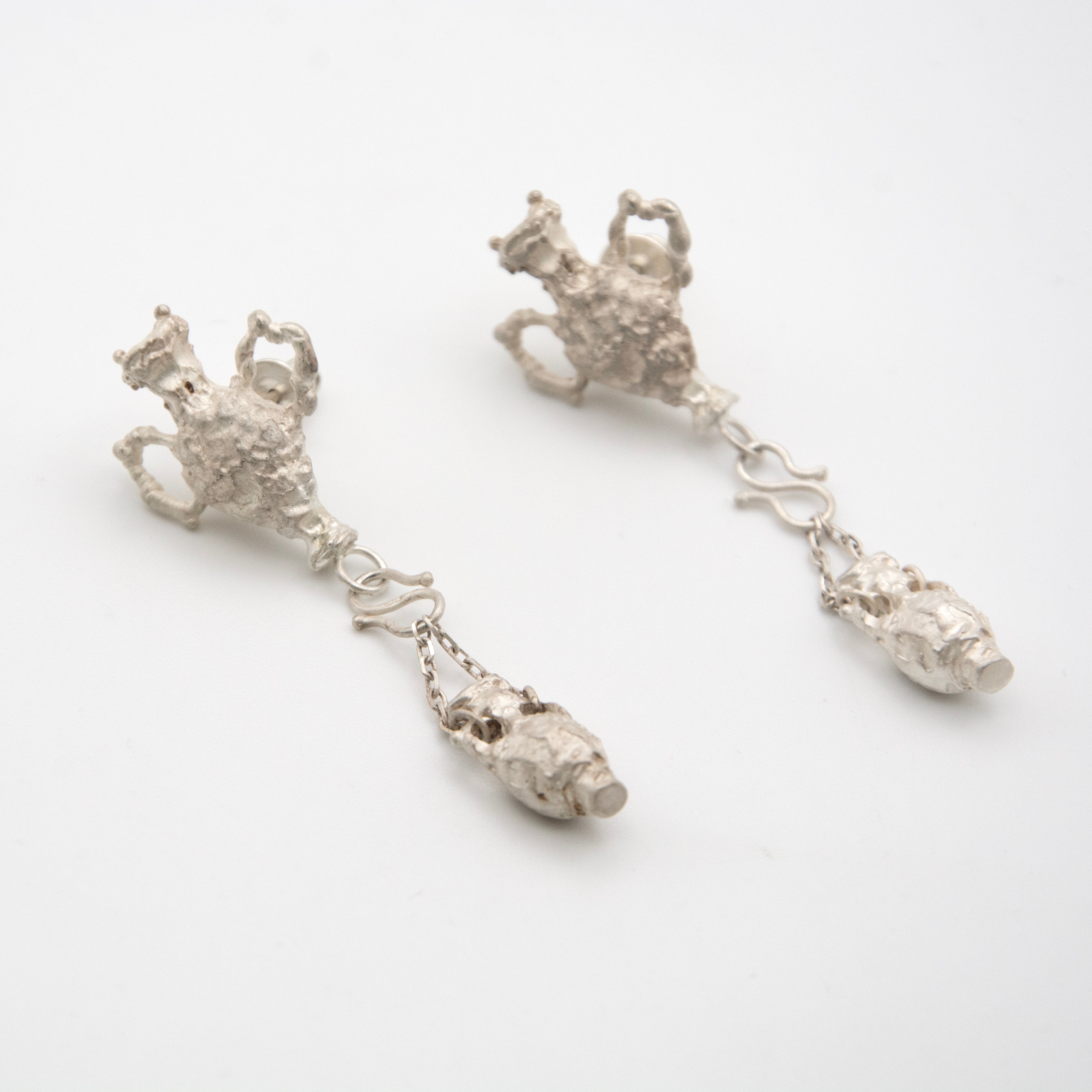 TWIN VASES EARRINGS (SILVER) - Hanying - ALSOLIKE