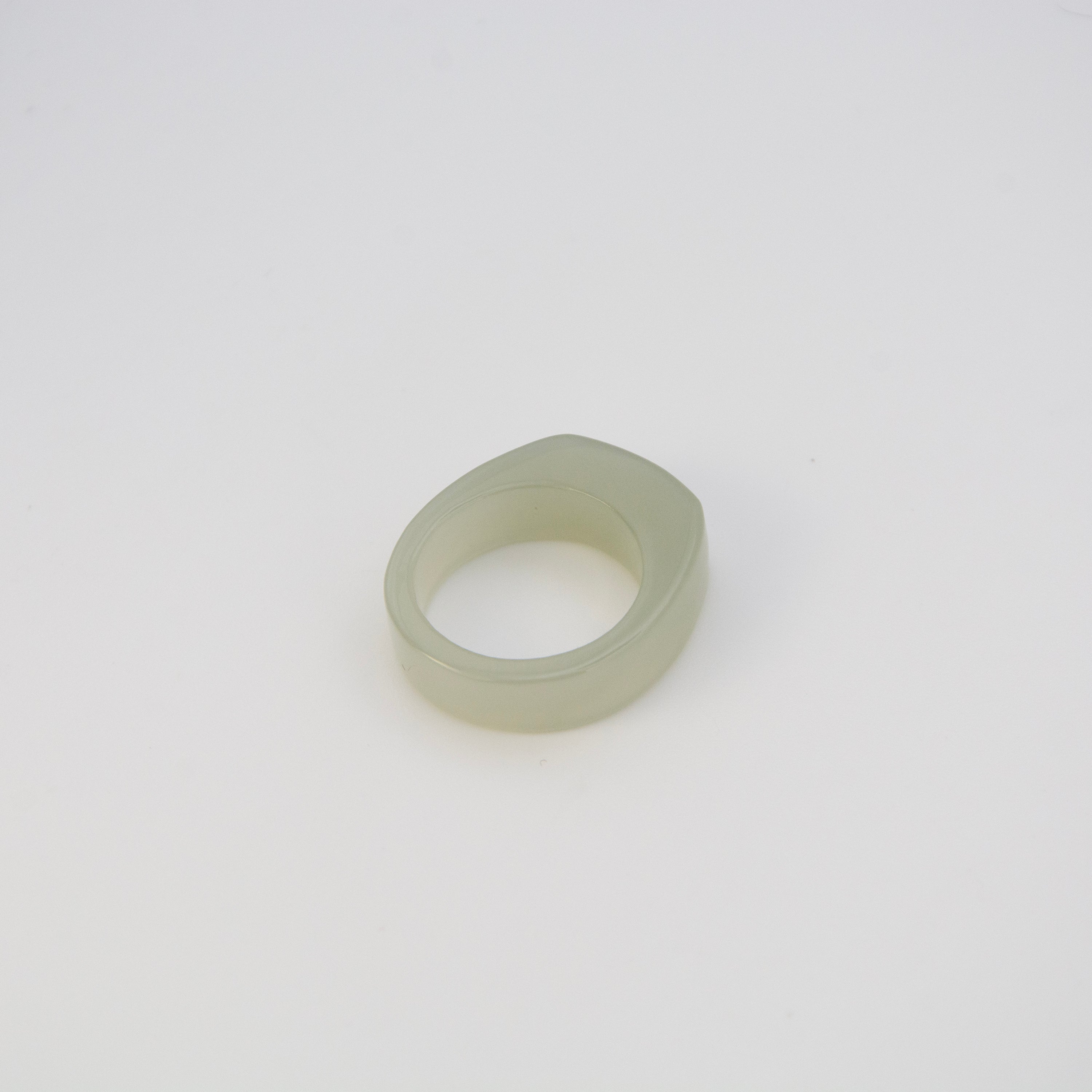 L'ELEMENTO Hetian White Green Jade Ring