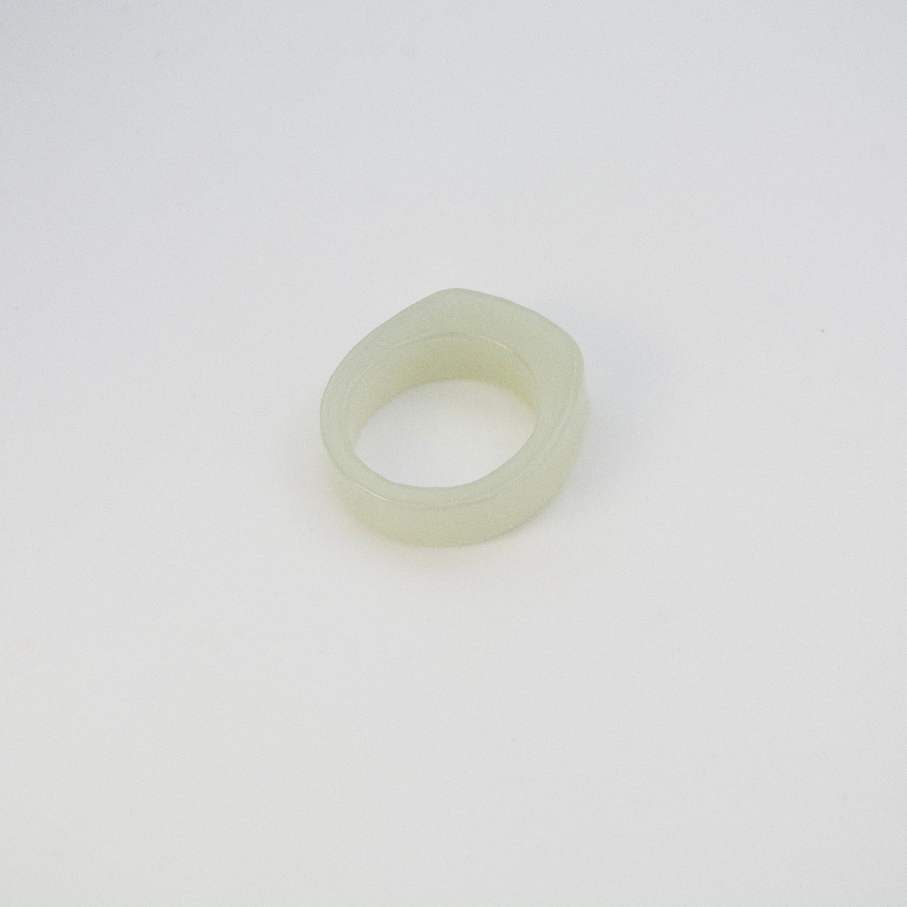 L'ELEMENTO Hetian White Green Jade Ring