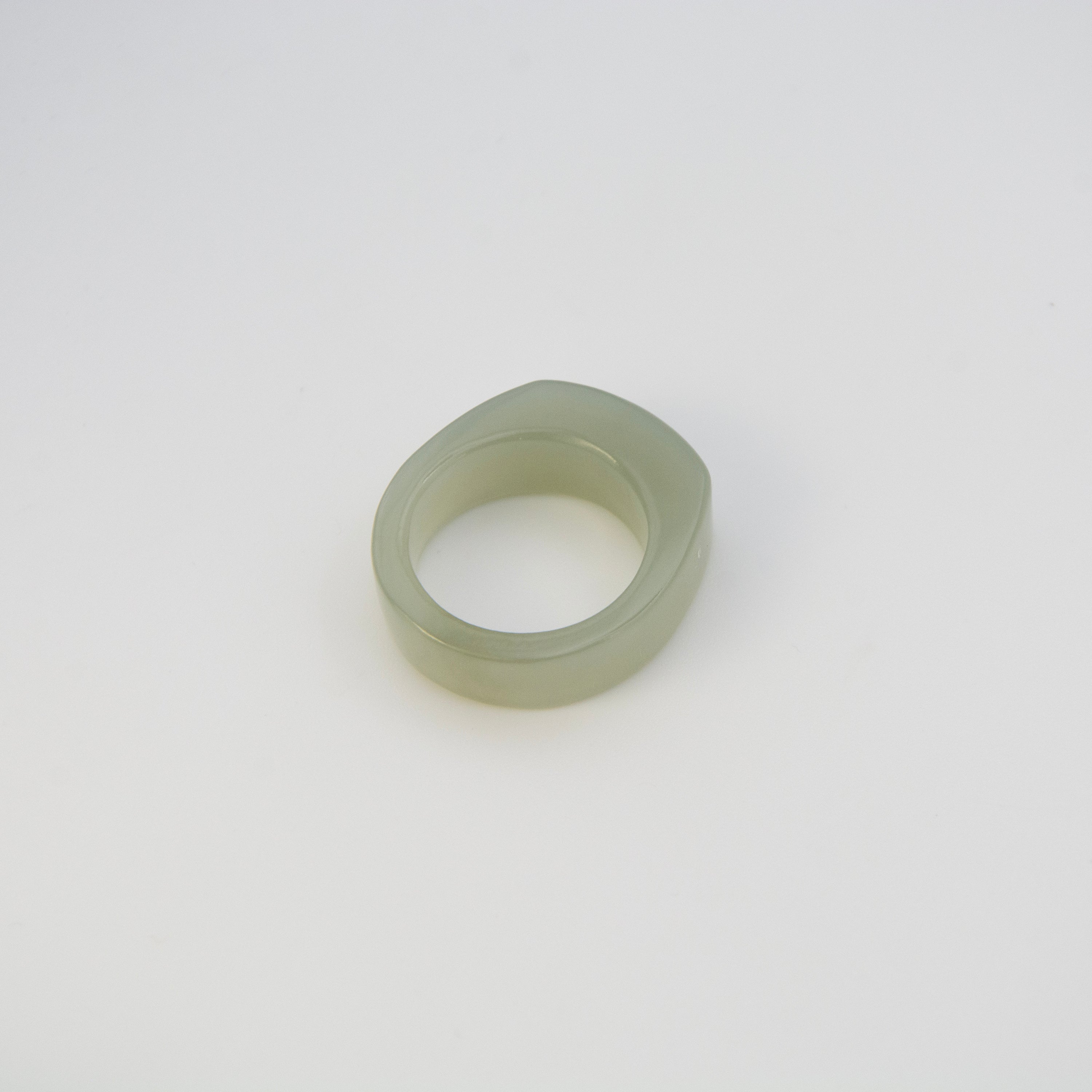 L'ELEMENTO Hetian White Green Jade Ring