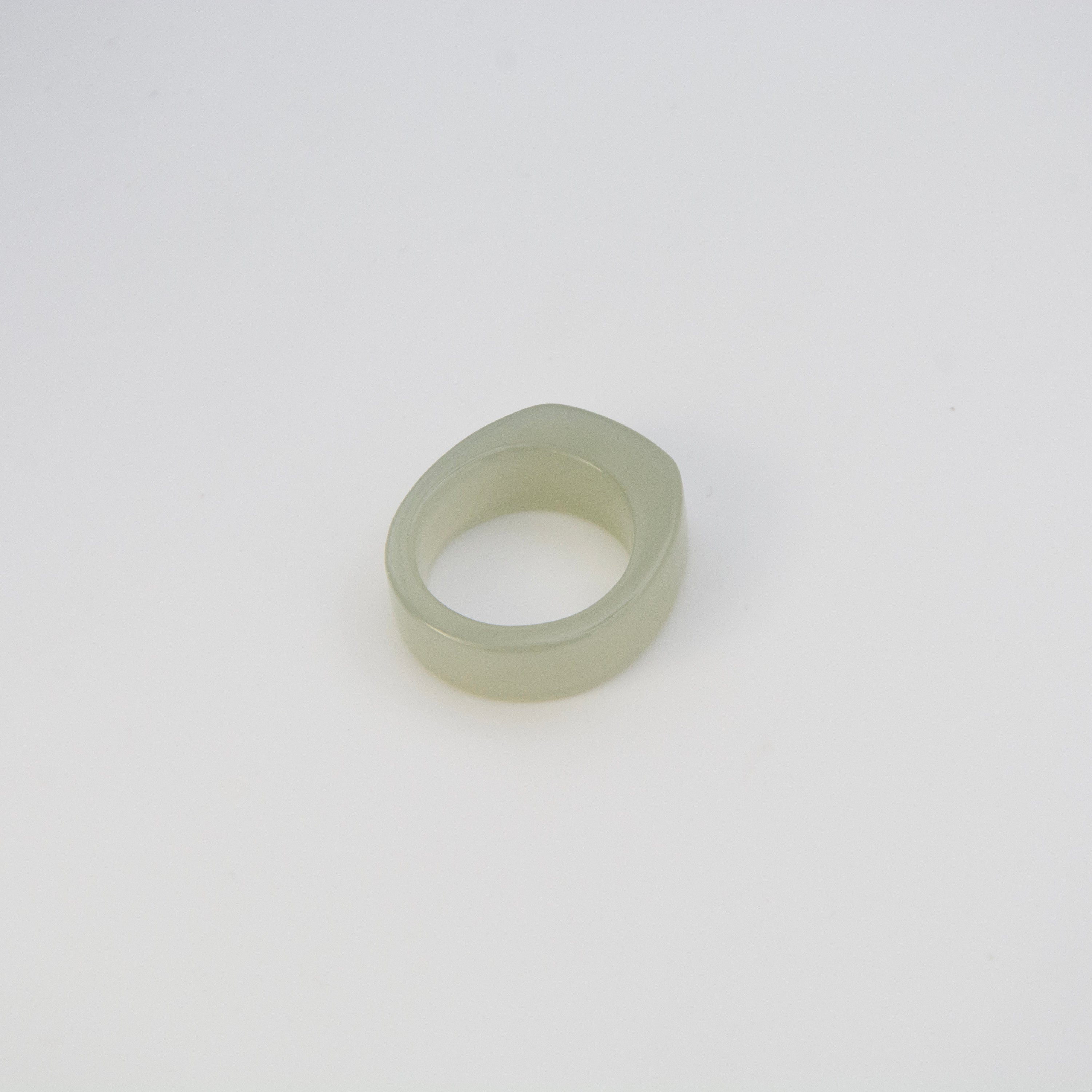 L'ELEMENTO Hetian White Green Jade Ring