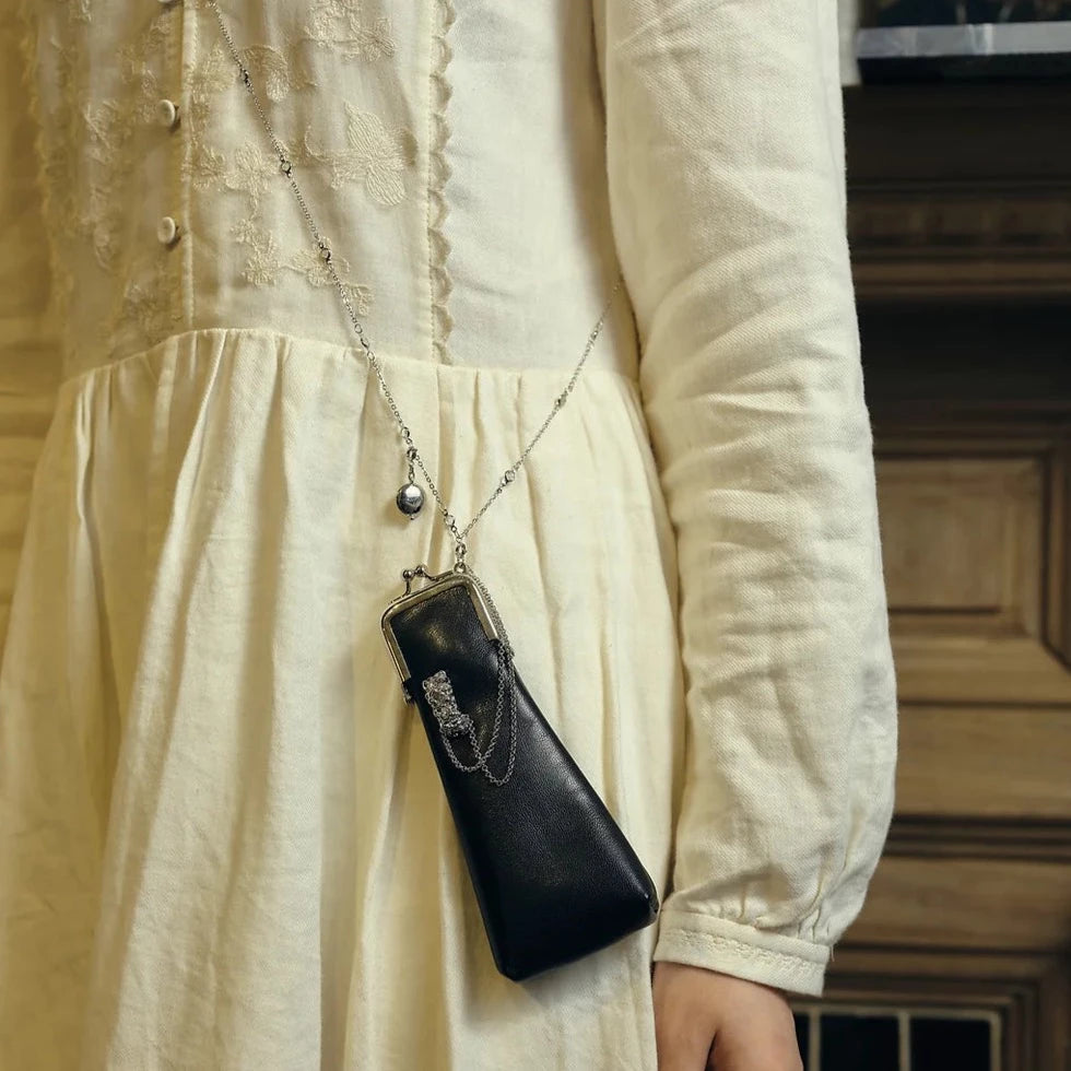 BLACK LEATHER FRAME BAG - Hanying - ALSOLIKE