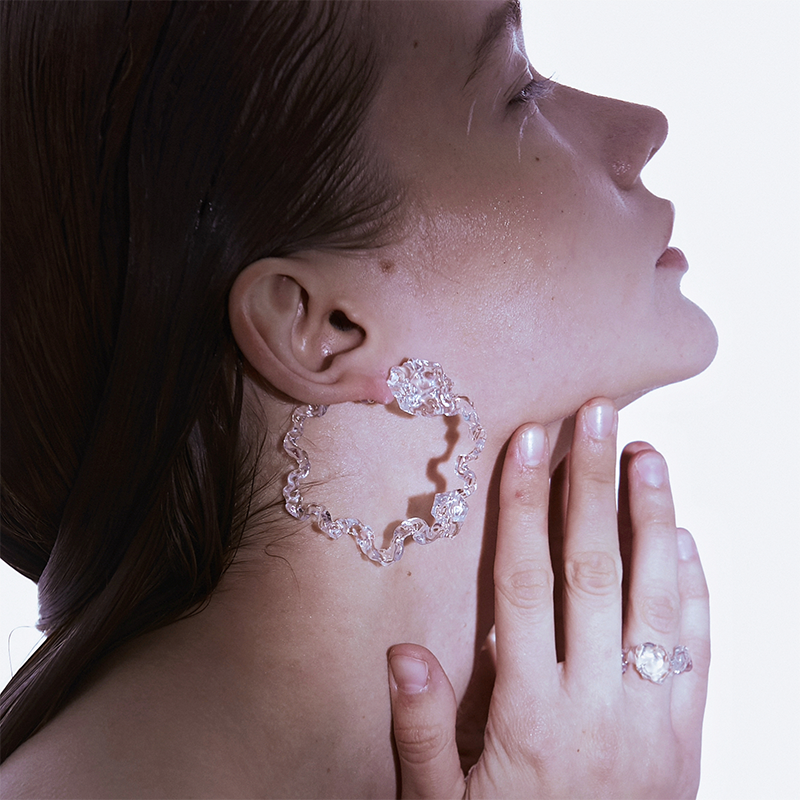 'Diamond Fossil' Resin C-shape Earrings - Sphinxy - ALSOLIKE