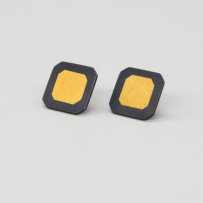 'Gem-metal' Square Keum-boo Earrings - Sheng Zhang - ALSOLIKE