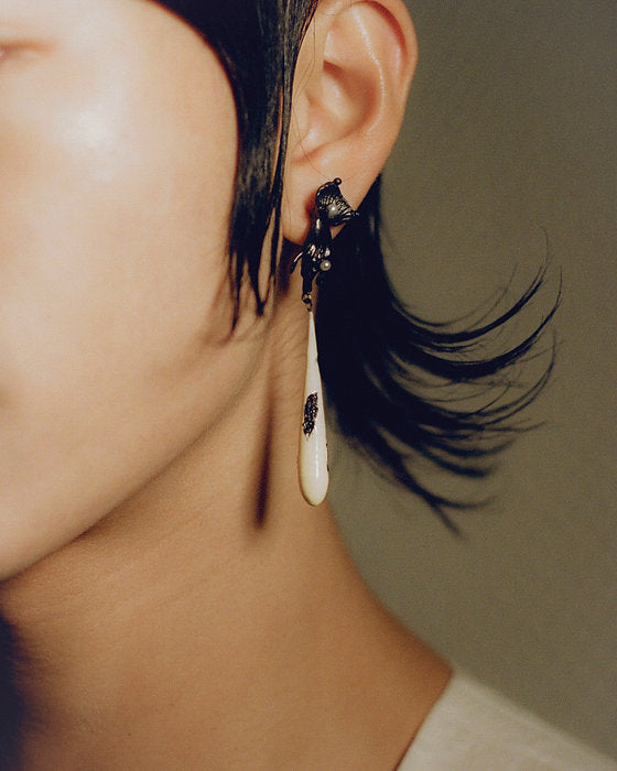 HAND EARRINGS WITH WHITE ENAMEL - ALSOLIKE