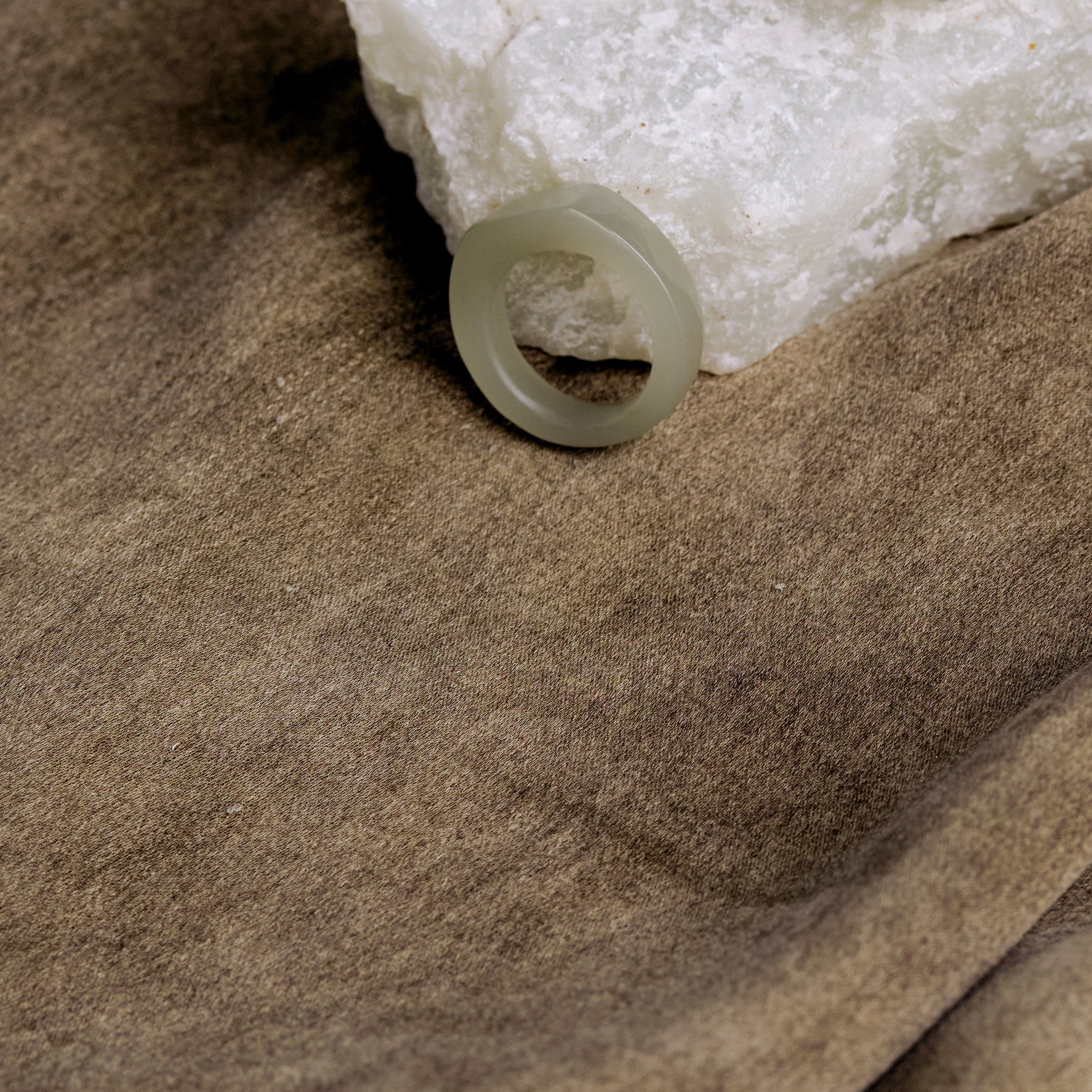 L'ELEMENTO Hetian White Green Jade Ring