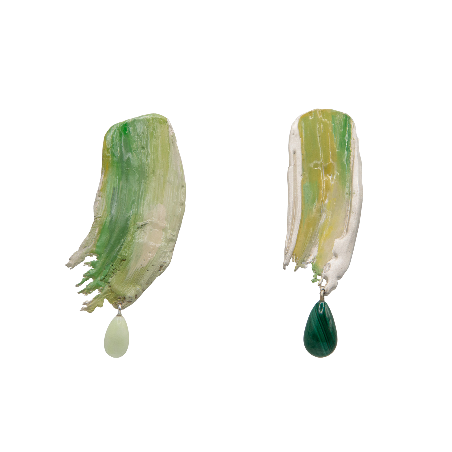 Mass Lee Portret Earrings Enamel Green