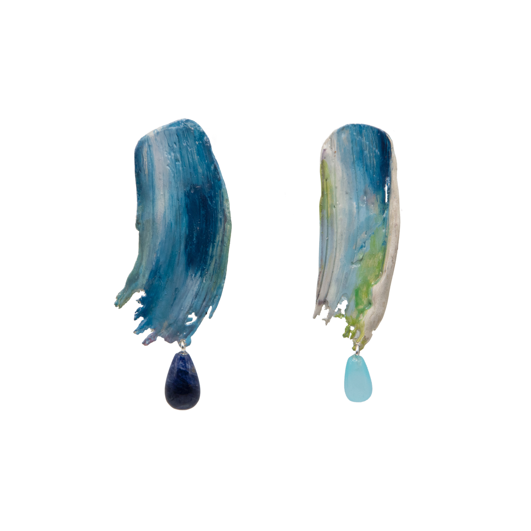 Mass Lee Portrait Earrings Enamel Blue