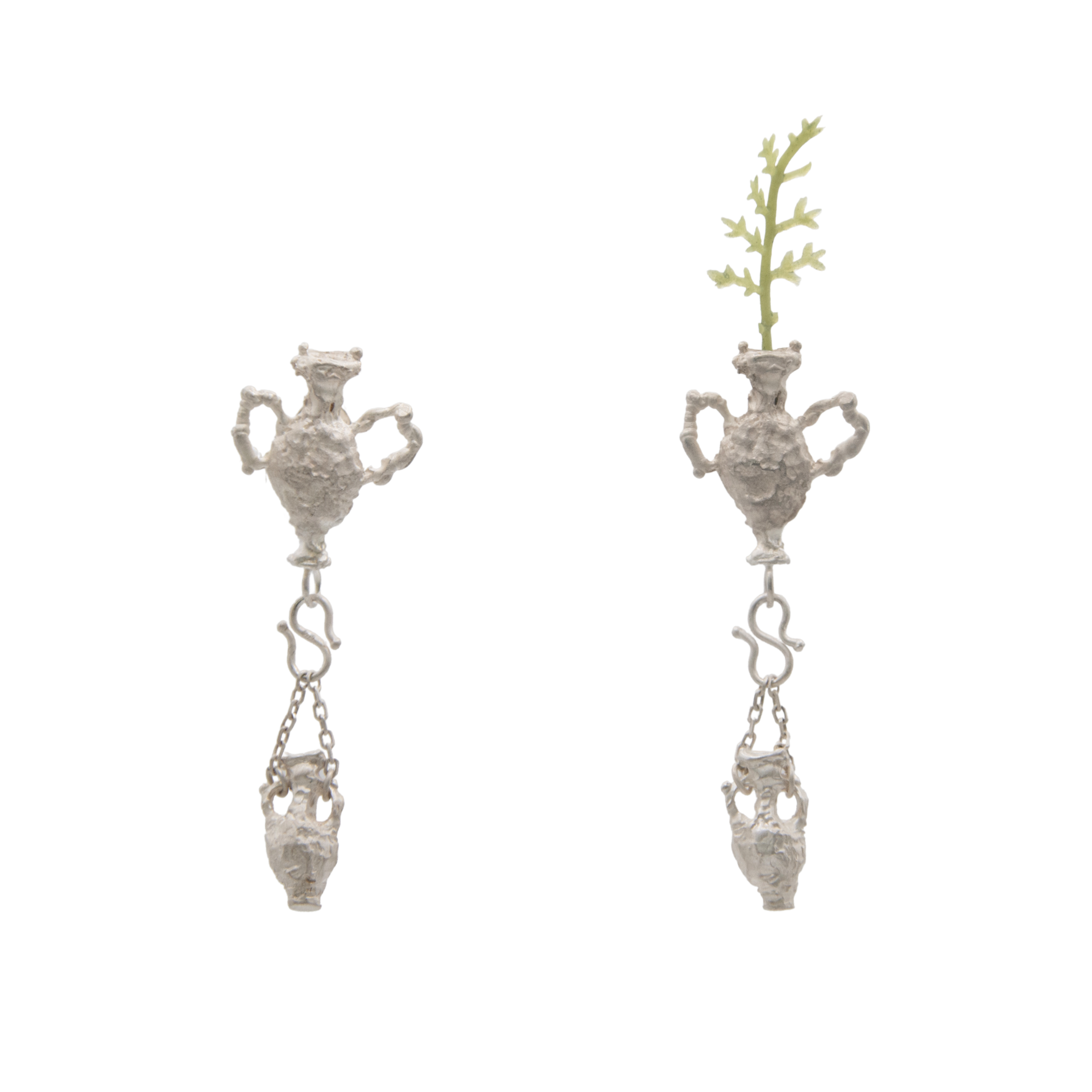 TWIN VASES EARRINGS (SILVER) - Hanying - ALSOLIKE