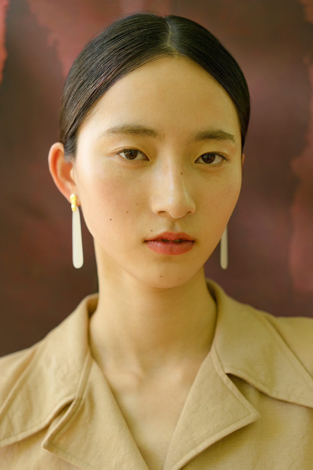 L'ELEMENTO Hetian White Jade Earrings