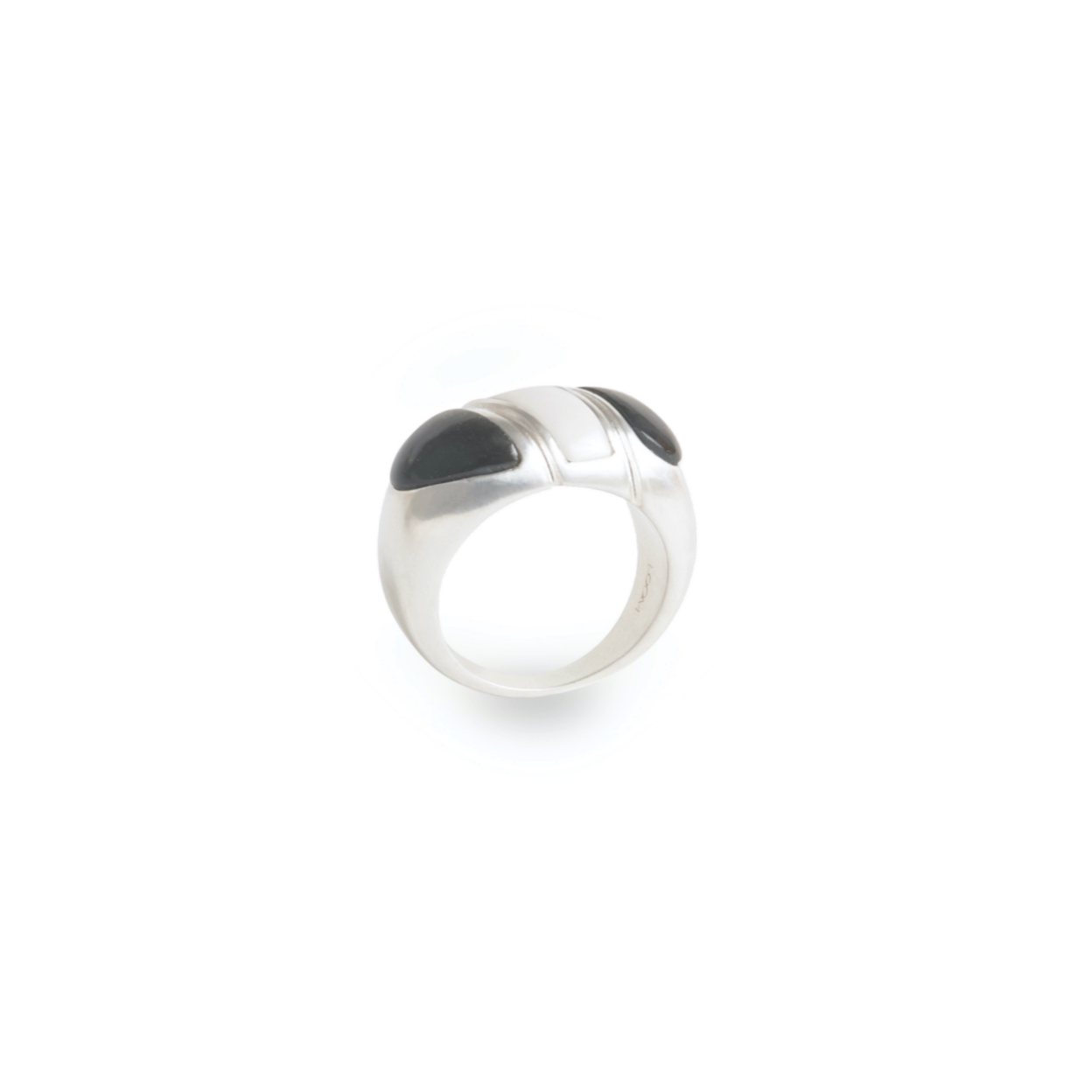 Loom Multi-Stone Crease Ring Black&White