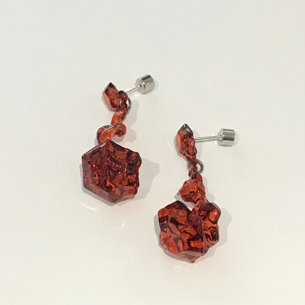 Sphinxy Diamond Fossil Resin Earrings