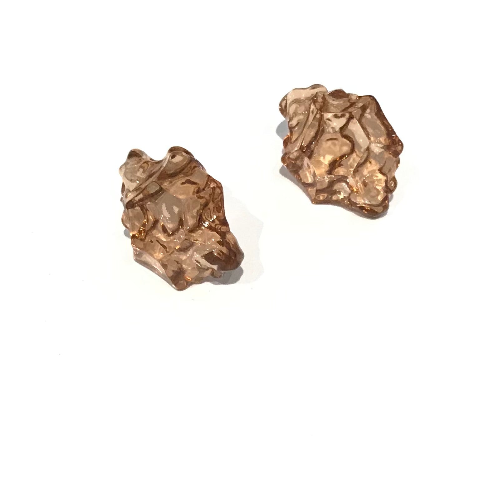 Sphinxy Diamond Fossil Resin Ore Earrings