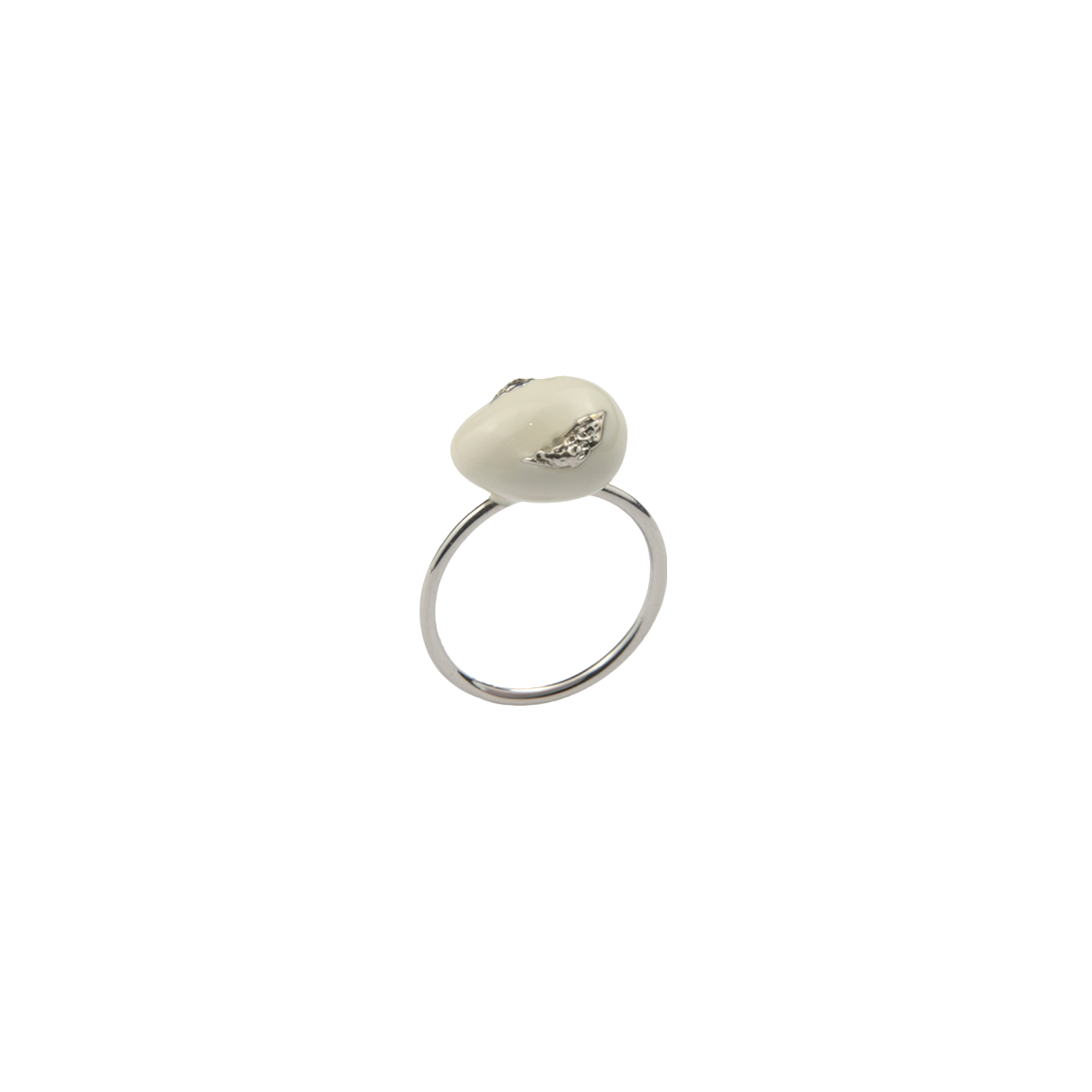 Hanying Small Oval Enamel Ring (White)