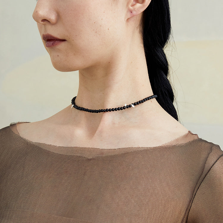 QIQI Pip Fine Beaded Choker in Ebony Wood