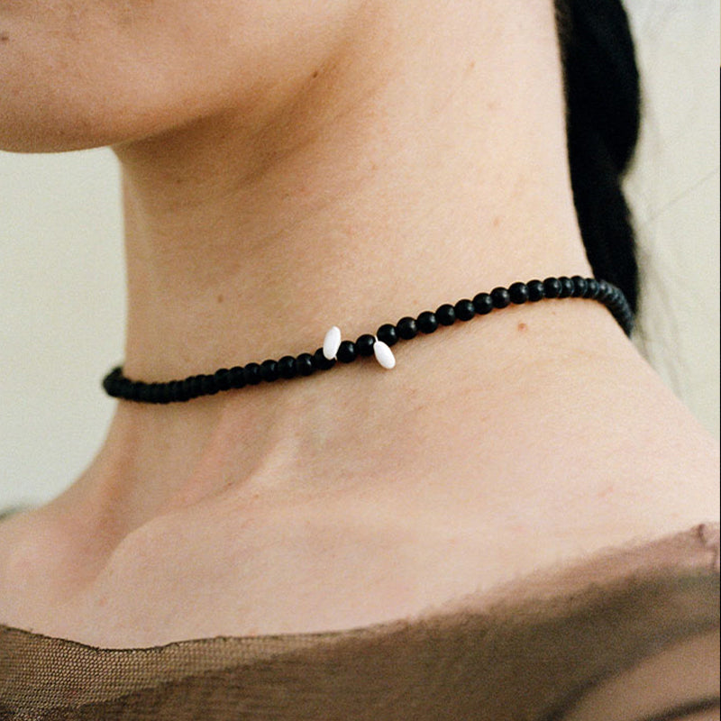 QIQI Pip Fine Beaded Choker in Ebony Wood