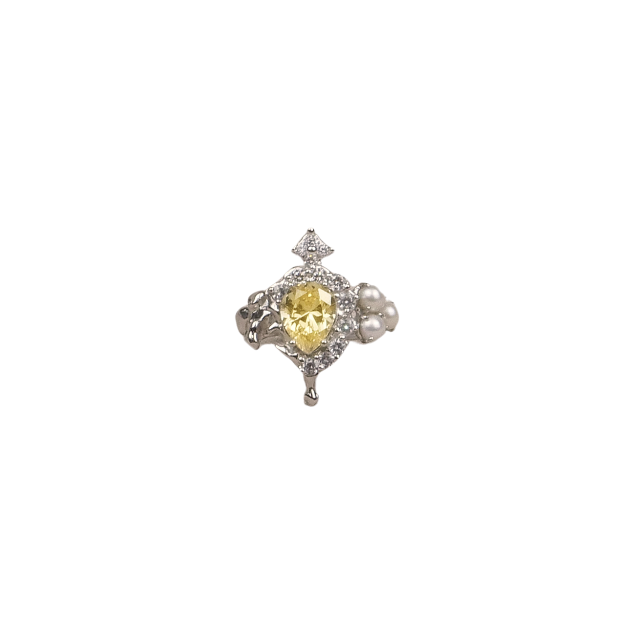 Hanying Melted Pearl Ring With Zircon (Light Yellow)