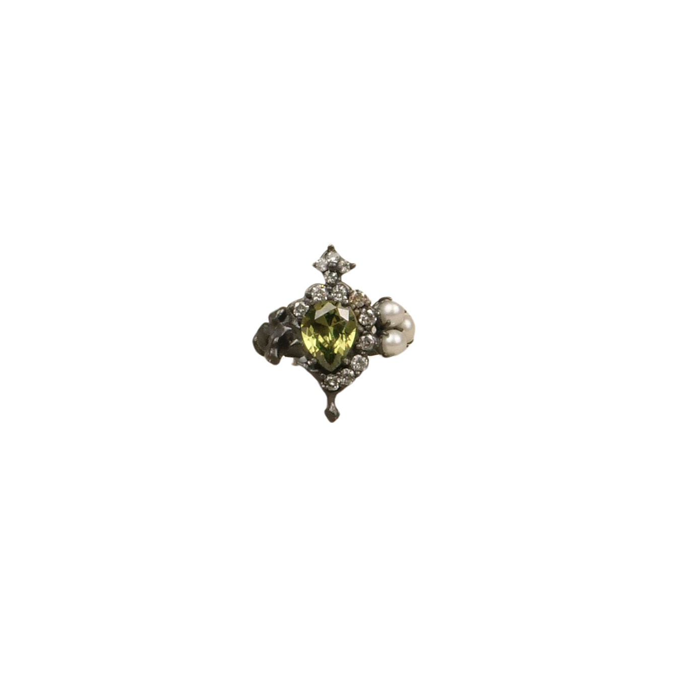 Hanying Melted Pearl Ring With Zircon (Light Green)