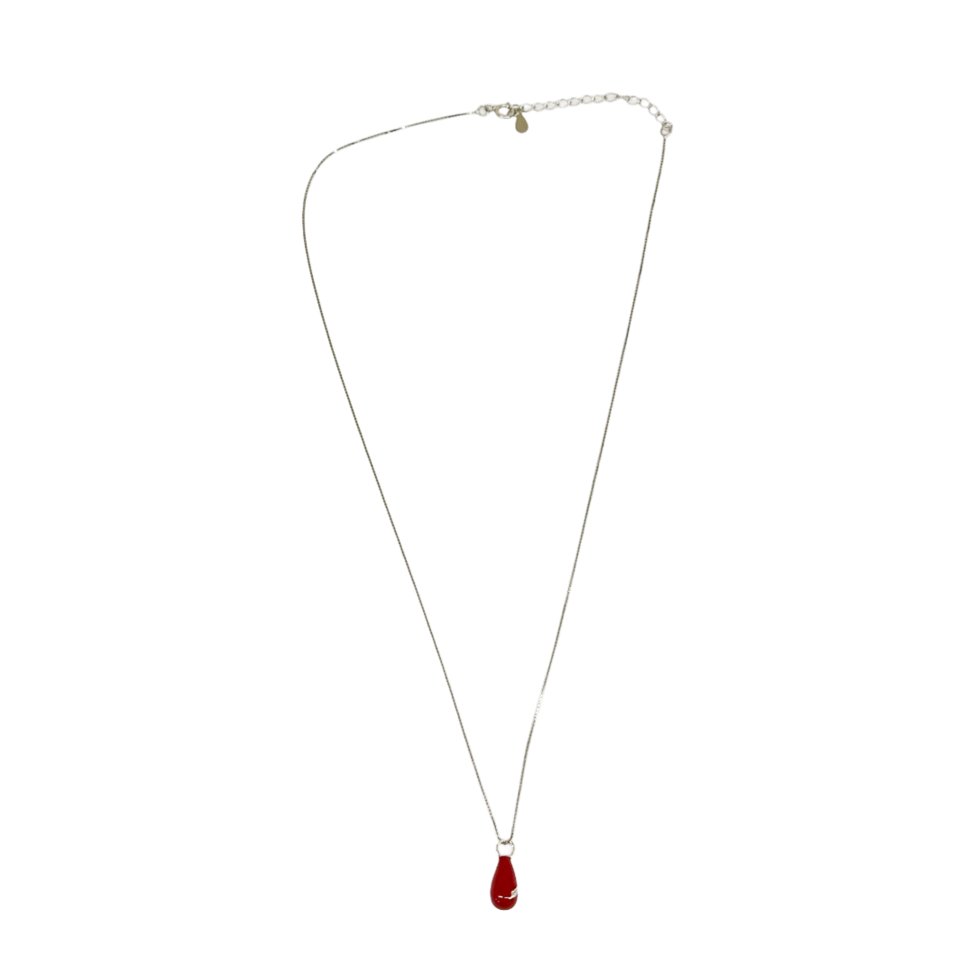 Hanying East of the Sun and West of the Moon  Teardrop Necklace with Red Enamel