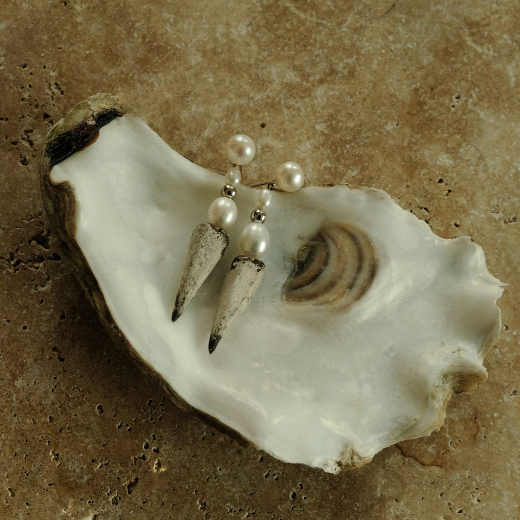 Hanying Silver Glazed Ceramic Heart Earrings
