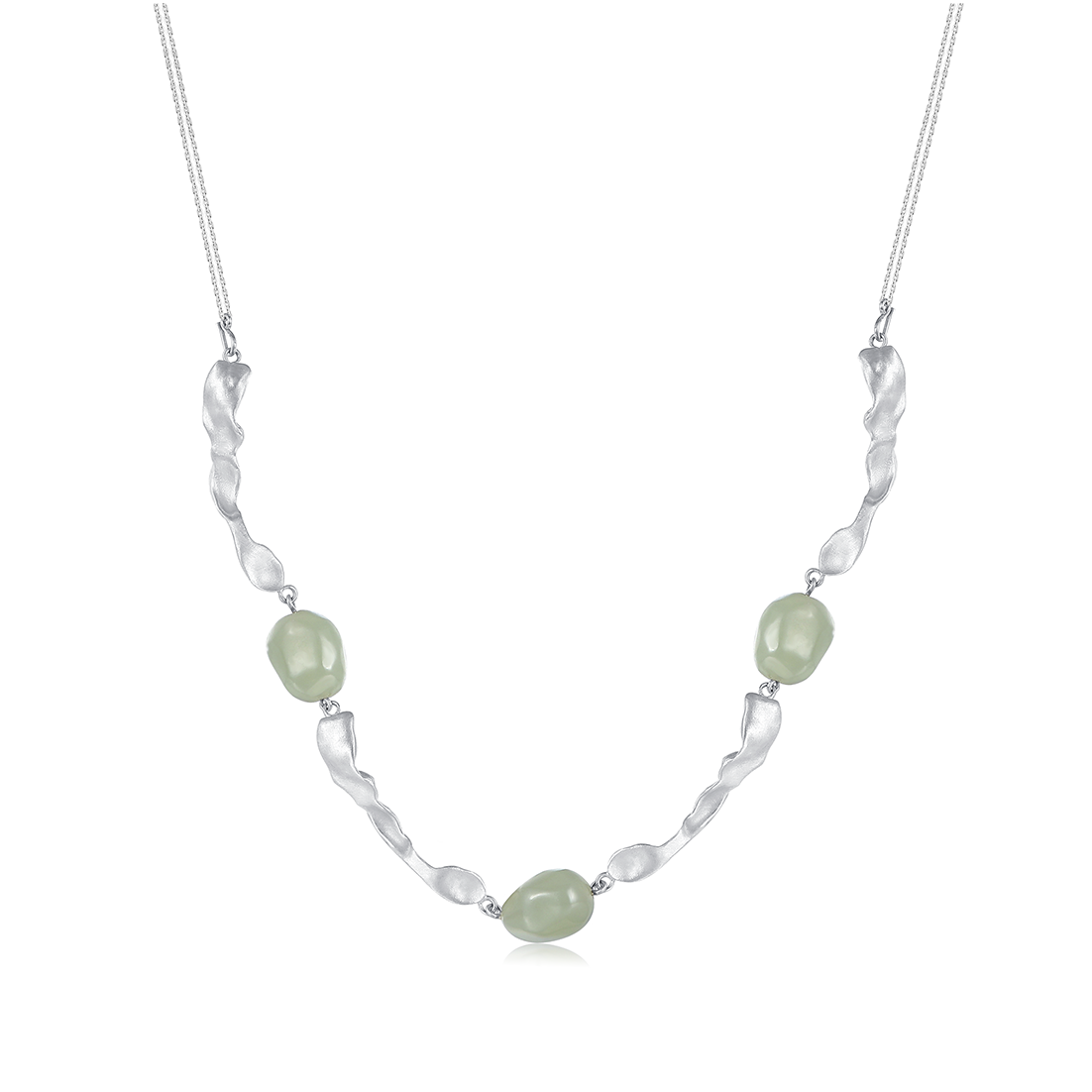 L'ELEMENTO Hetian White Green Jade Necklace