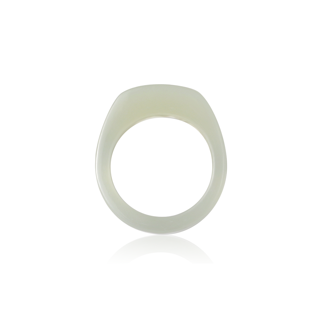 L'ELEMENTO Hetian White Green Jade Ring