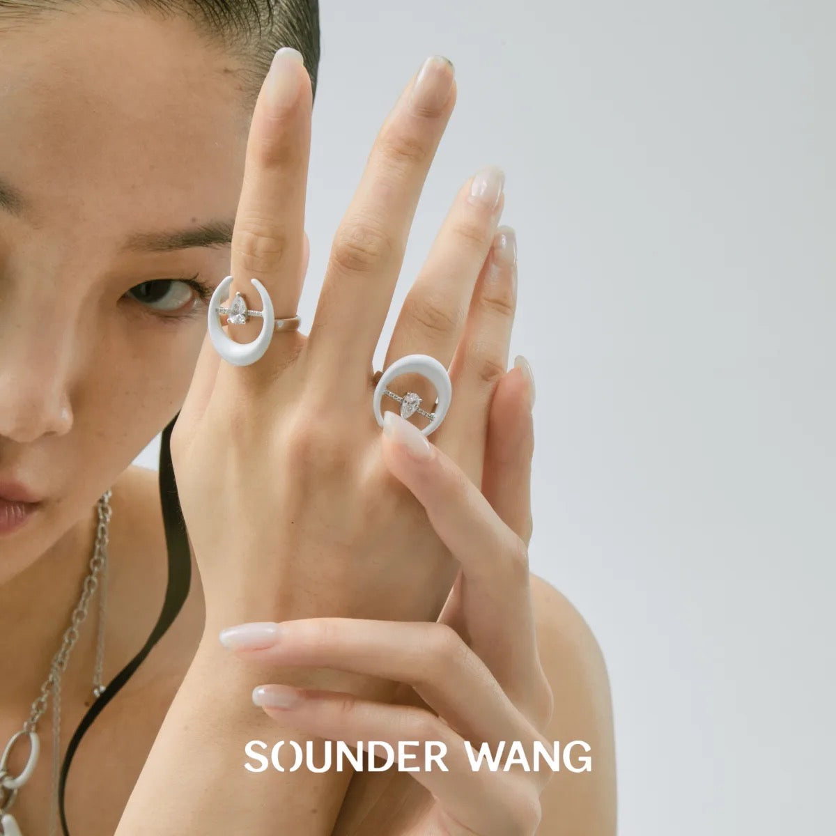 ‘Empty Room' Crescent Moon Open Ring - Sounder Wang - ALSOLIKE