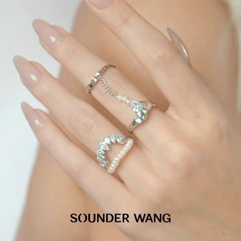 'Drifty Away' Chain Set Ring - Sounder Wang - ALSOLIKE