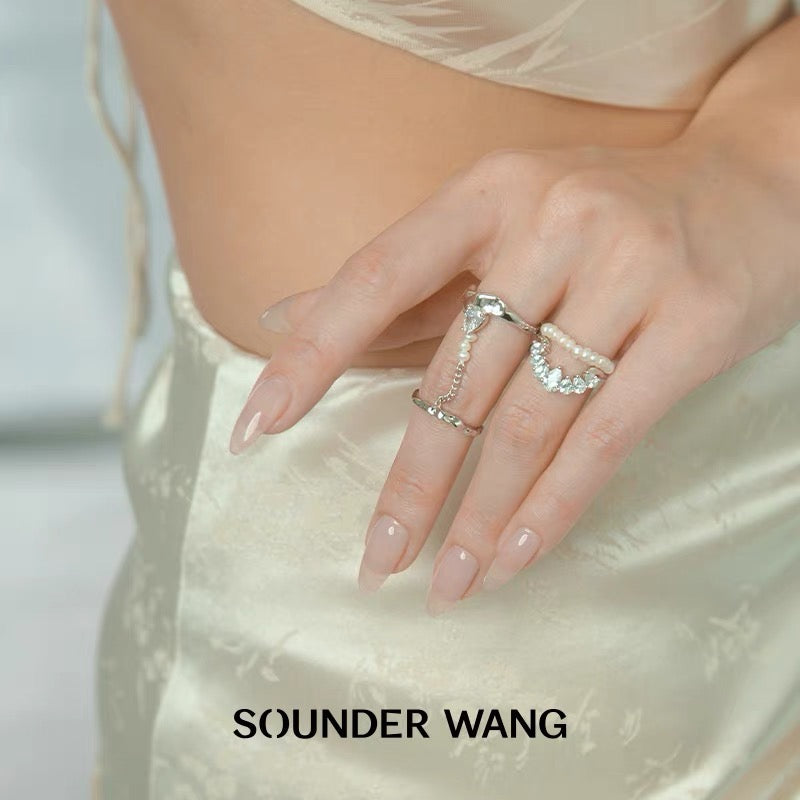 'Drifty Away' Chain Set Ring - Sounder Wang - ALSOLIKE