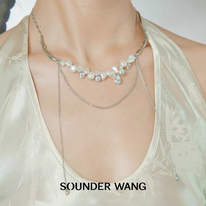 'Drifty Away' Textured Detachable Necklace - Sounder Wang - ALSOLIKE