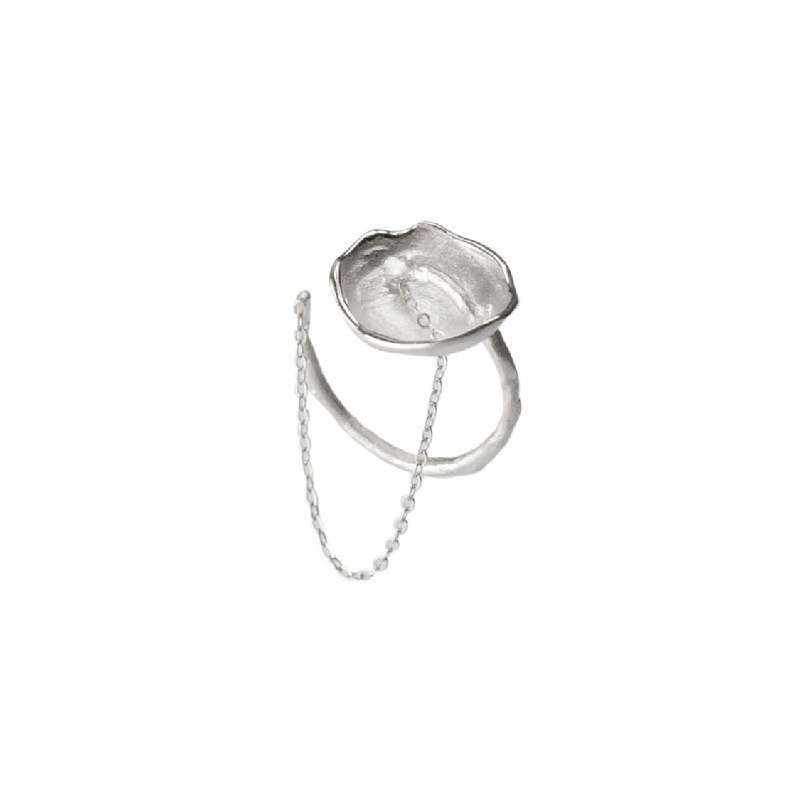 M.Wong Nestling White Silver Chain Ring - ALSOLIKE